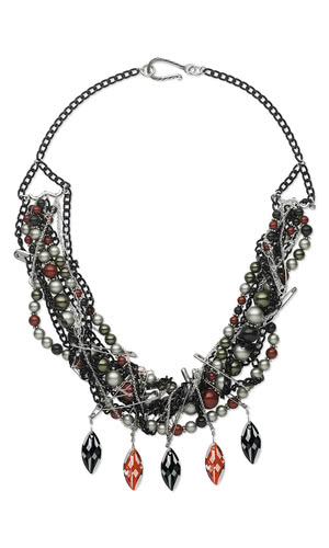 Jewelry Design - Multi-Strand Messy Chain Necklace with Swarovski